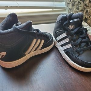 Black toddler addidas hoops mid high tops